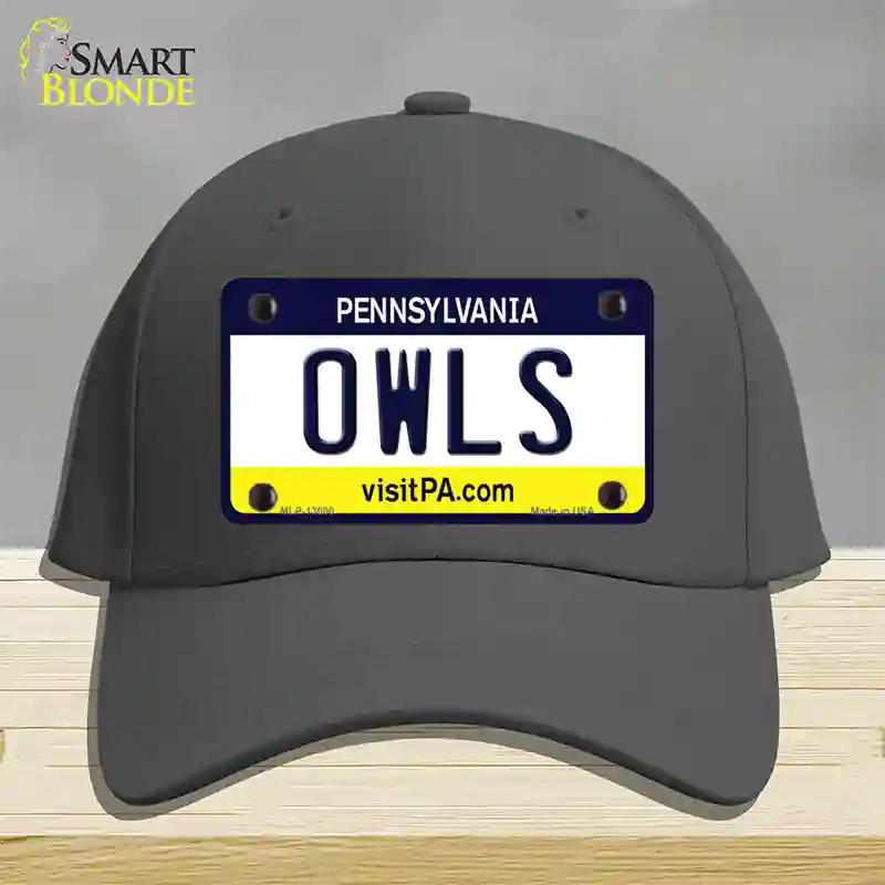 Owls Novelty License Plate Hat Cotton / Charcoal