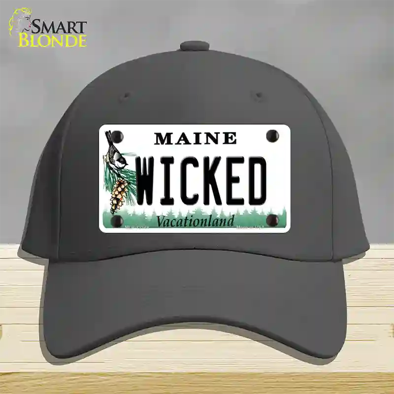 Wicked Maine Novelty License Plate Hat Cotton / Charcoal