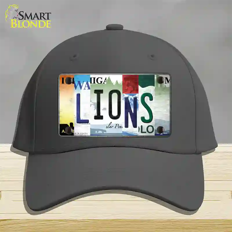 Lions Strip Art Novelty License Plate Hat Tag Cotton / Charcoal