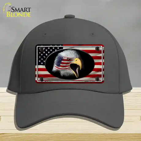 American Flag Eagle Novelty License Plate Hat Cotton / Charcoal