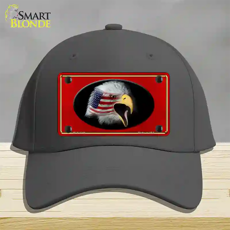 American Flag Eagle Red Novelty License Plate Hat Cotton / Charcoal