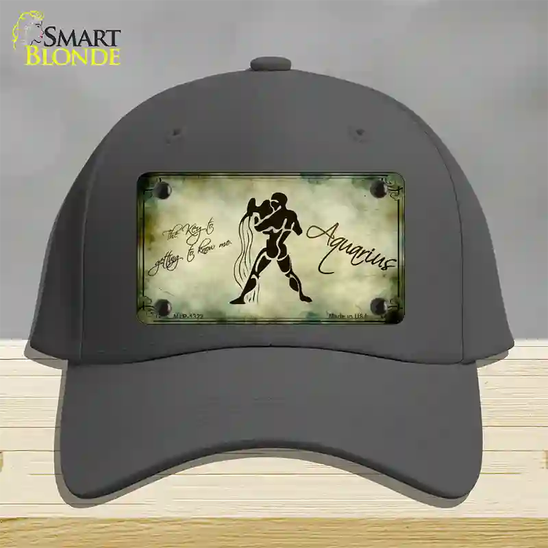 Aquarius Zodiac Novelty License Plate Hat Cotton / Charcoal