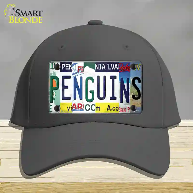 Penguins Strip Art Novelty License Plate Hat Tag Cotton / Charcoal