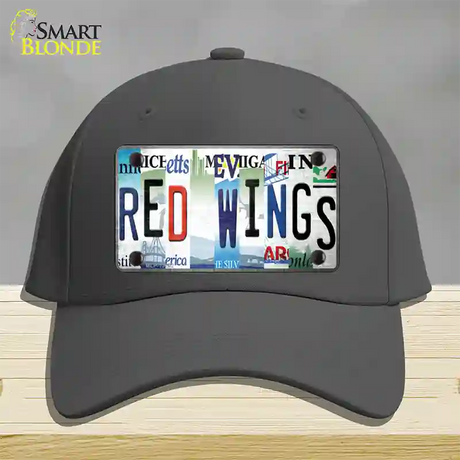 Red Wings Strip Art Novelty License Plate Hat Tag Cotton / Charcoal