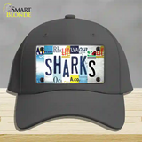 Sharks Strip Art Novelty License Plate Hat Tag Cotton / Charcoal