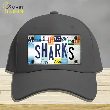 Sharks Strip Art Novelty License Plate Hat Tag Cotton / Charcoal