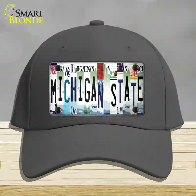 Michigan State Strip Art Novelty License Plate Hat Tag Cotton / Charcoal