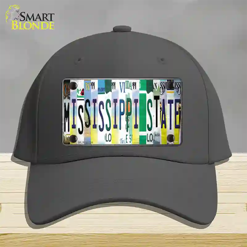 Mississippi State Strip Art Novelty License Plate Hat Tag Cotton / Charcoal