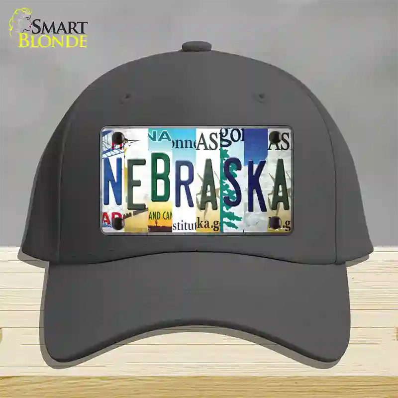 Nebraska Strip Art Novelty License Plate Hat Tag Cotton / Charcoal