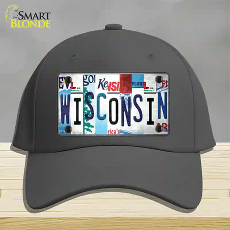 Wisconsin Strip Art Novelty License Plate Hat Tag Cotton / Charcoal