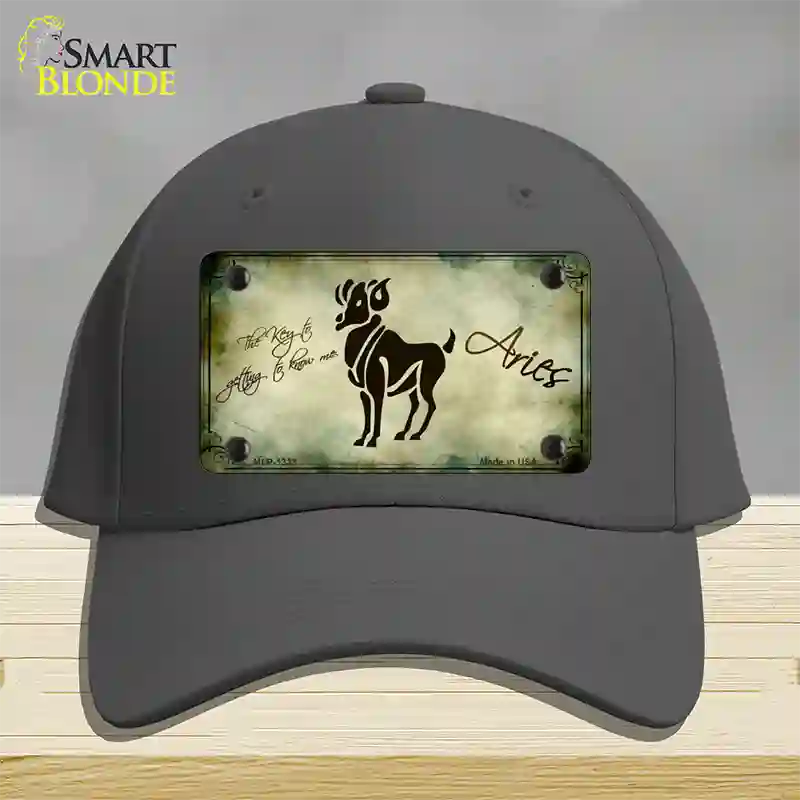 Aries Zodiac Novelty License Plate Hat Cotton / Charcoal