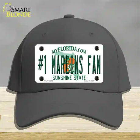 Number 1 Marlins Fan Novelty License Plate Hat Tag Cotton / Charcoal