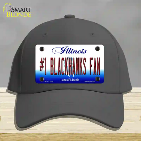 Number 1 Blackhawks Fan Novelty License Plate Hat Tag Cotton / Charcoal