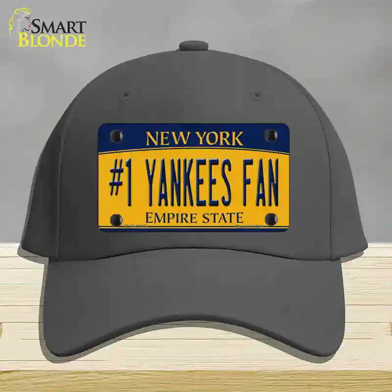 Number 1 Yankees Fan Novelty License Plate Hat Tag Cotton / Charcoal