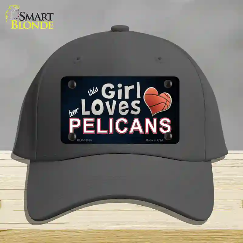 This Girl Loves Her Pelicans Novelty License Plate Hat Tag Cotton / Charcoal