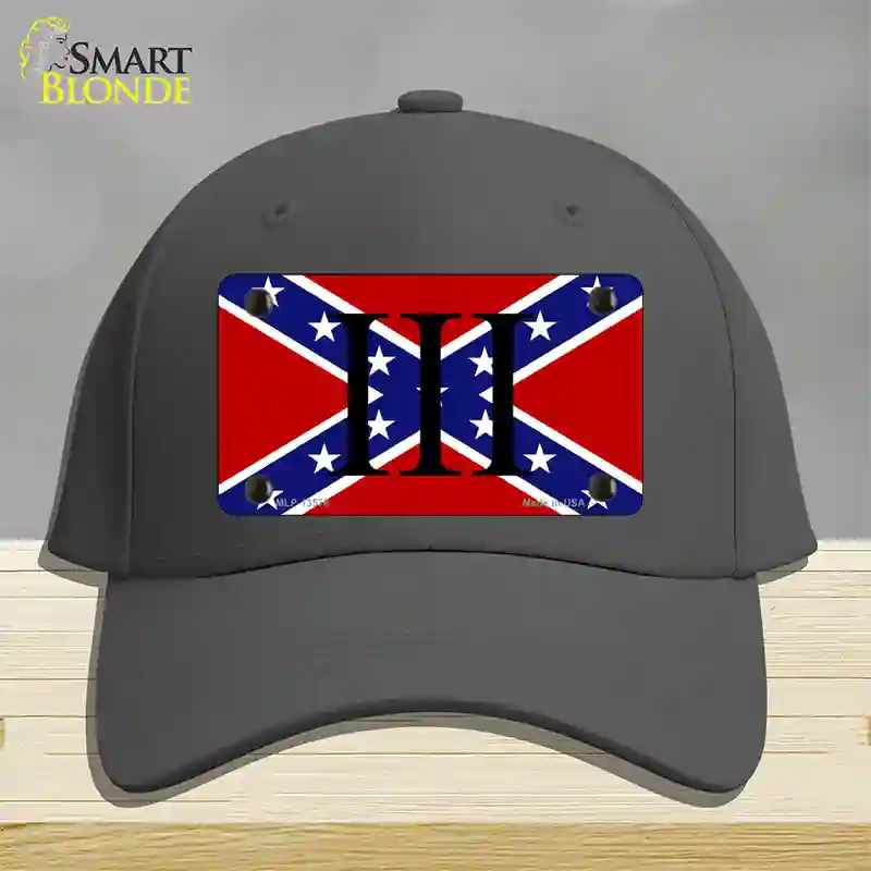 3 Percenter Confederate Novelty License Plate Hat Tag Cotton / Charcoal