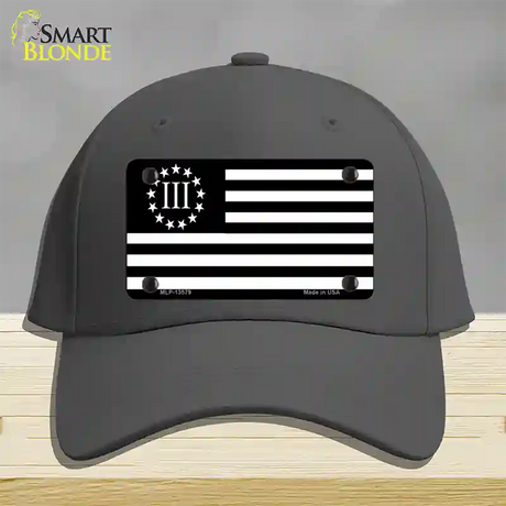 3 Percenter American Flag Novelty License Plate Hat Tag Cotton / Charcoal