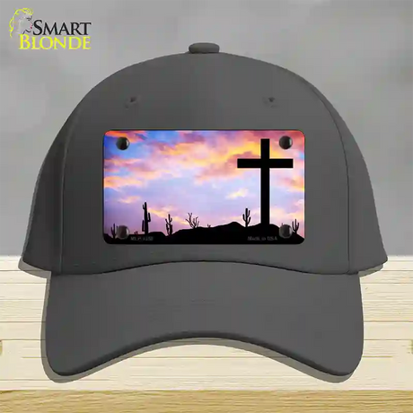 Cross Sunrise Photograph Novelty License Plate Hat Cotton / Charcoal