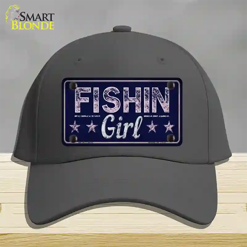 Fishin Girl Novelty License Plate Hat Tag Cotton / Charcoal