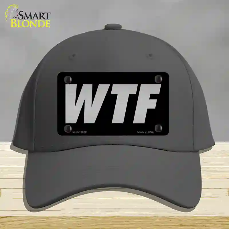 WTF Black Novelty License Plate Hat Tag Cotton / Charcoal