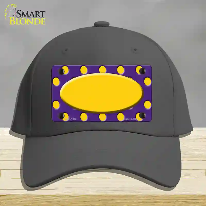 Yellow Purple Polka Dot Center Oval Novelty License Plate Hat Cotton / Charcoal