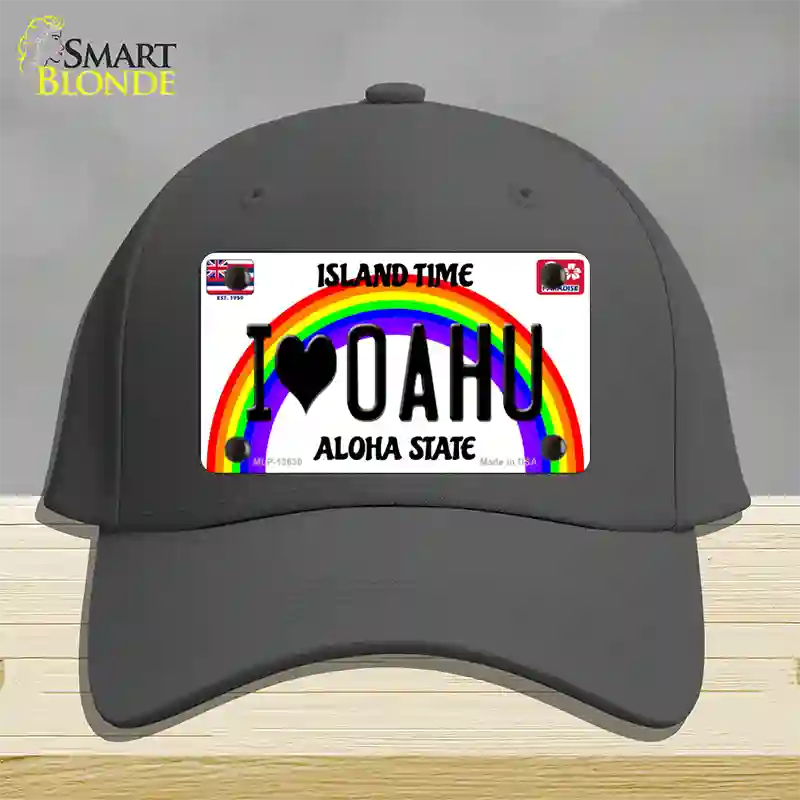 I Heart Oahu Novelty License Plate Hat Tag Cotton / Charcoal