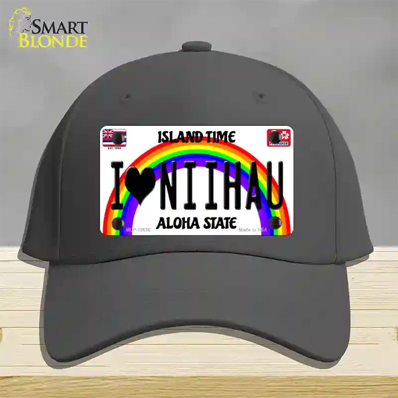 I Heart Niihau Novelty License Plate Hat Tag Cotton / Charcoal