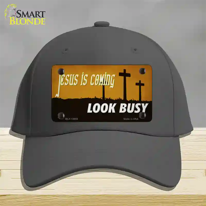 Jesus Is Coming Novelty License Plate Hat Tag Cotton / Charcoal