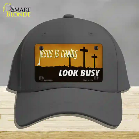 Jesus Is Coming Novelty License Plate Hat Tag Cotton / Charcoal