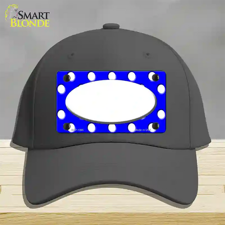 White Royal Blue Polka Dot Center Oval Novelty License Plate Hat Cotton / Charcoal