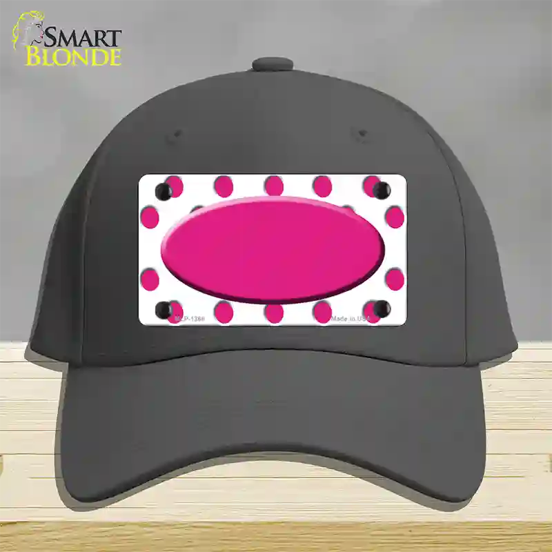 Hot Pink White Polka Dot Center Oval Novelty License Plate Hat Cotton / Charcoal