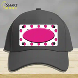 Hot Pink White Polka Dot Center Oval Novelty License Plate Hat Cotton / Charcoal