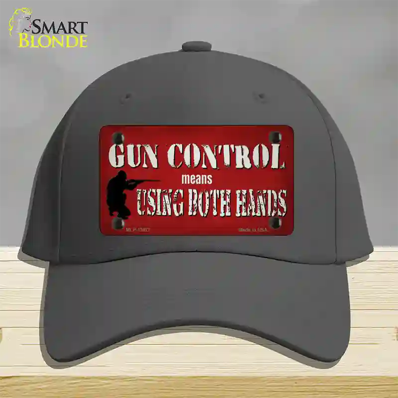 Gun Control Use Both Hands Novelty License Plate Hat Tag Cotton / Charcoal