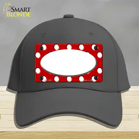 White Red Polka Dot Center Oval Novelty License Plate Hat Cotton / Charcoal