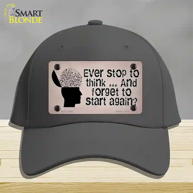 Stop Thinking Novelty License Plate Hat Tag Cotton / Charcoal