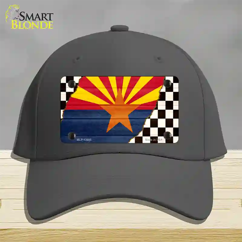 Arizona Racing Flag Novelty License Plate Hat Tag Cotton / Charcoal