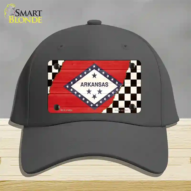 Arkansas Racing Flag Novelty License Plate Hat Tag Cotton / Charcoal