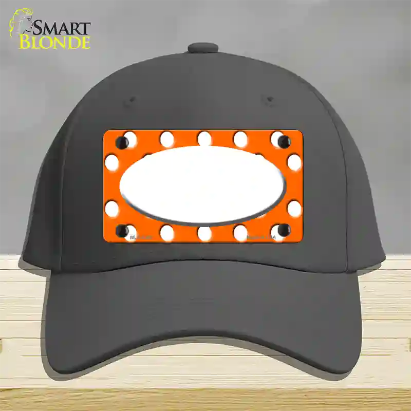 White Orange Polka Dots Center Oval Novelty License Plate Hat Cotton / Charcoal