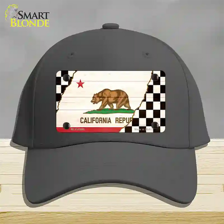 California Racing Flag Novelty License Plate Hat Tag Cotton / Charcoal