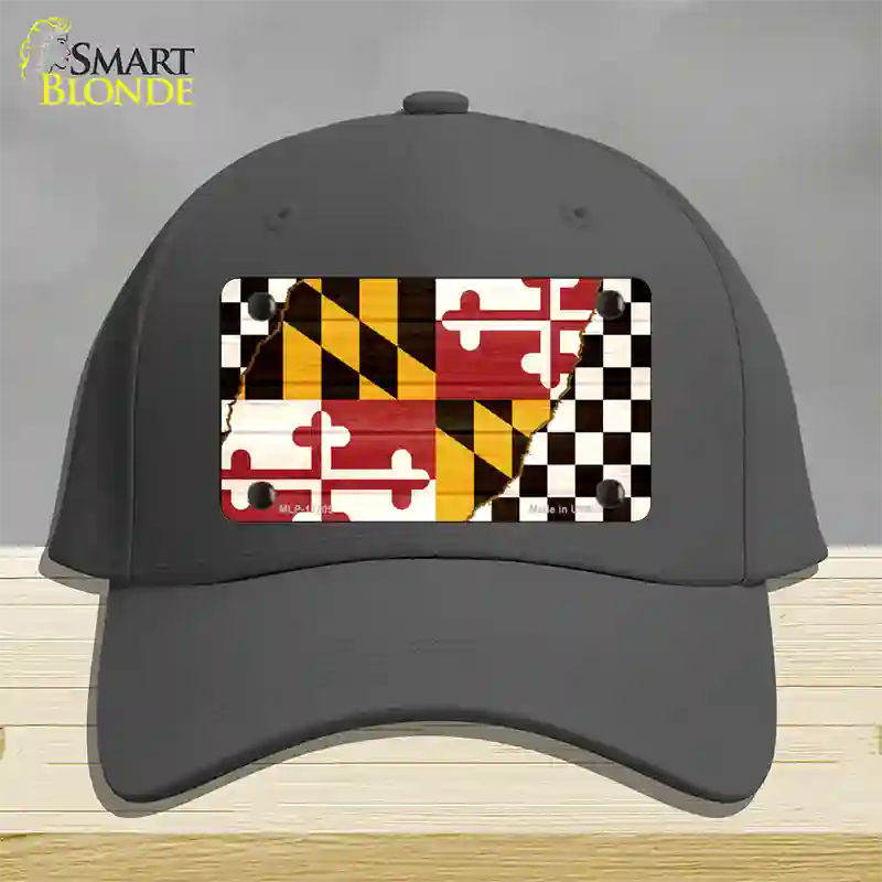 Maryland Racing Flag Novelty License Plate Hat Tag Cotton / Charcoal