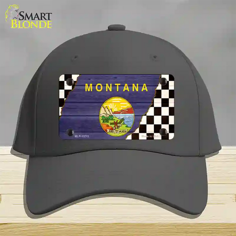 Montana Racing Flag Novelty License Plate Hat Tag Cotton / Charcoal