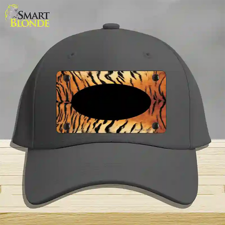 Tiger With Black Center Oval Novelty License Plate Hat Cotton / Charcoal