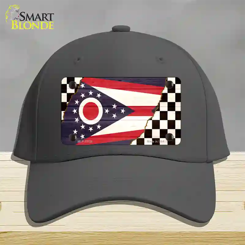 Ohio Racing Flag Novelty License Plate Hat Tag Cotton / Charcoal