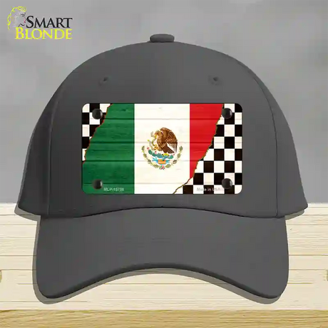 Mexico Racing Flag Novelty License Plate Hat Tag Cotton / Charcoal