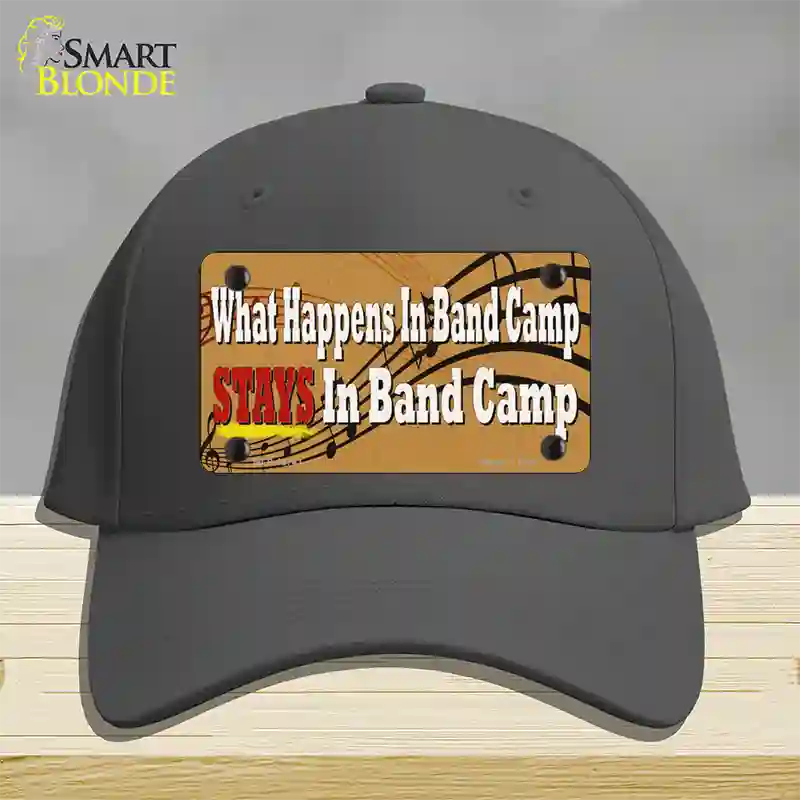 What Happens In Band Camp Novelty License Plate Hat Tag Cotton / Charcoal