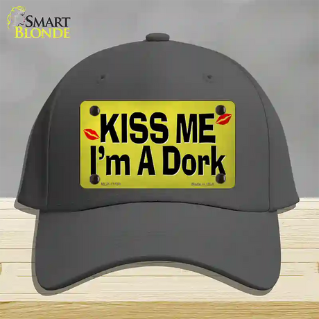 Kiss Me Im A Dork Novelty License Plate Hat Tag Cotton / Charcoal