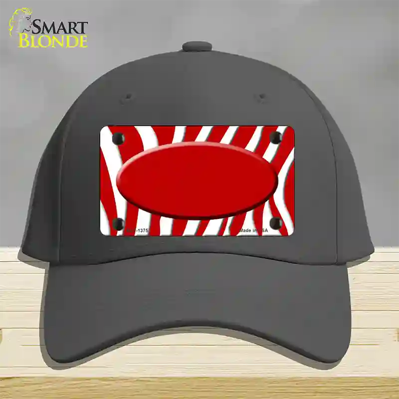 Red White Zebra Center Oval Novelty License Plate Hat Cotton / Charcoal