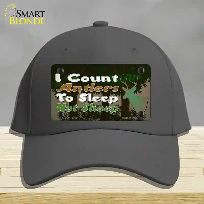 I Count Antlers To Sleep Novelty License Plate Hat Tag Cotton / Charcoal