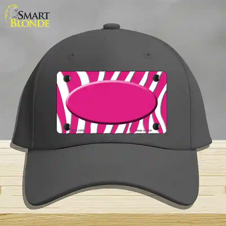 Hot Pink White Zebra Center Oval Novelty License Plate Hat Cotton / Charcoal