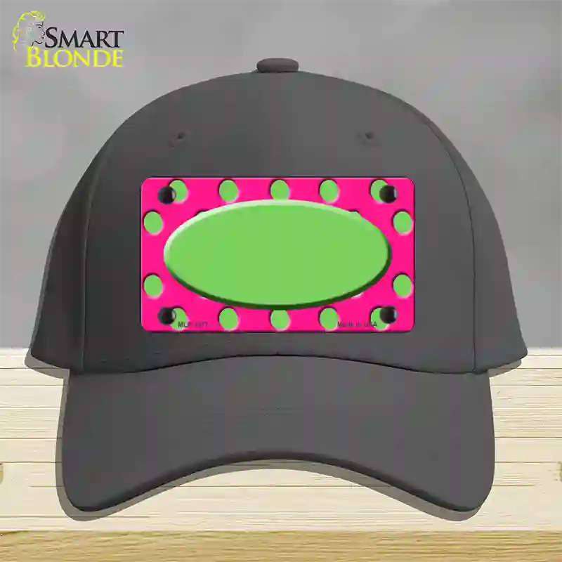 Lime Green Pink Polka Dot Lime Green Center Oval Novelty License Plate Hat Cotton / Charcoal